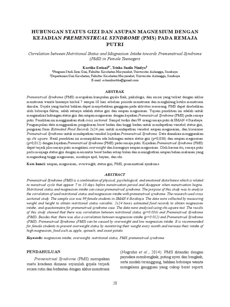 Hubungan Gizi dan Magnesium terhadap PMS | PDF | Pengembangan Diri ...