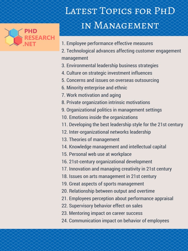 Latest PhD Topics in Management | PDF | Art | Self-Improvement