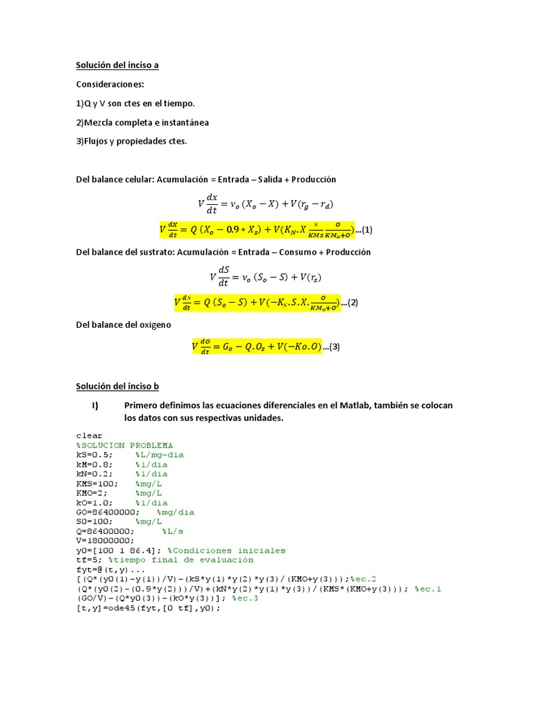 Reactor Bioquimico Analisis Matematico Objetos Matematicos