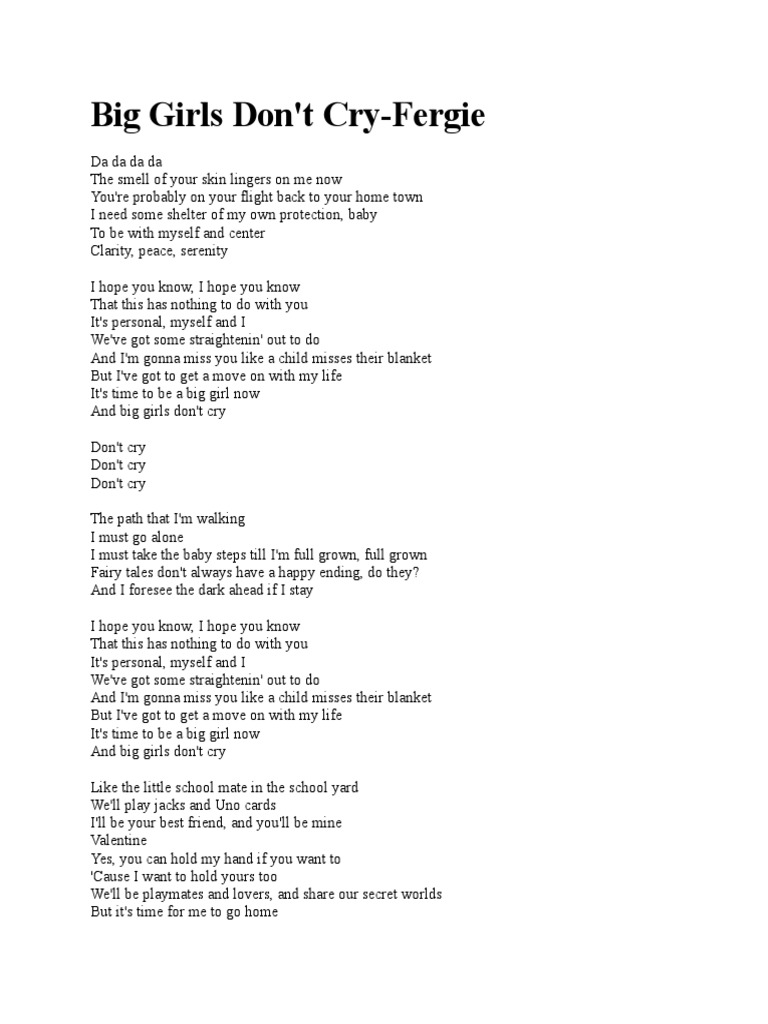 Big Girls Don T Cry Fergie scribd