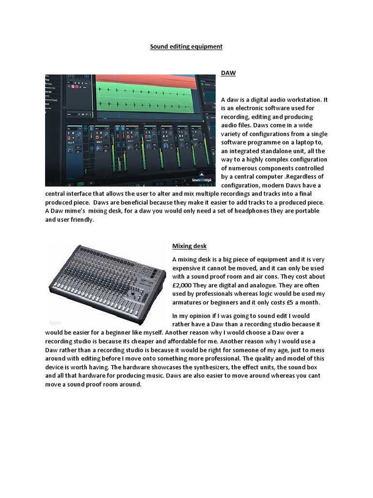 Sound Editing Equipment | PDF | Audio Engineering | Recording
