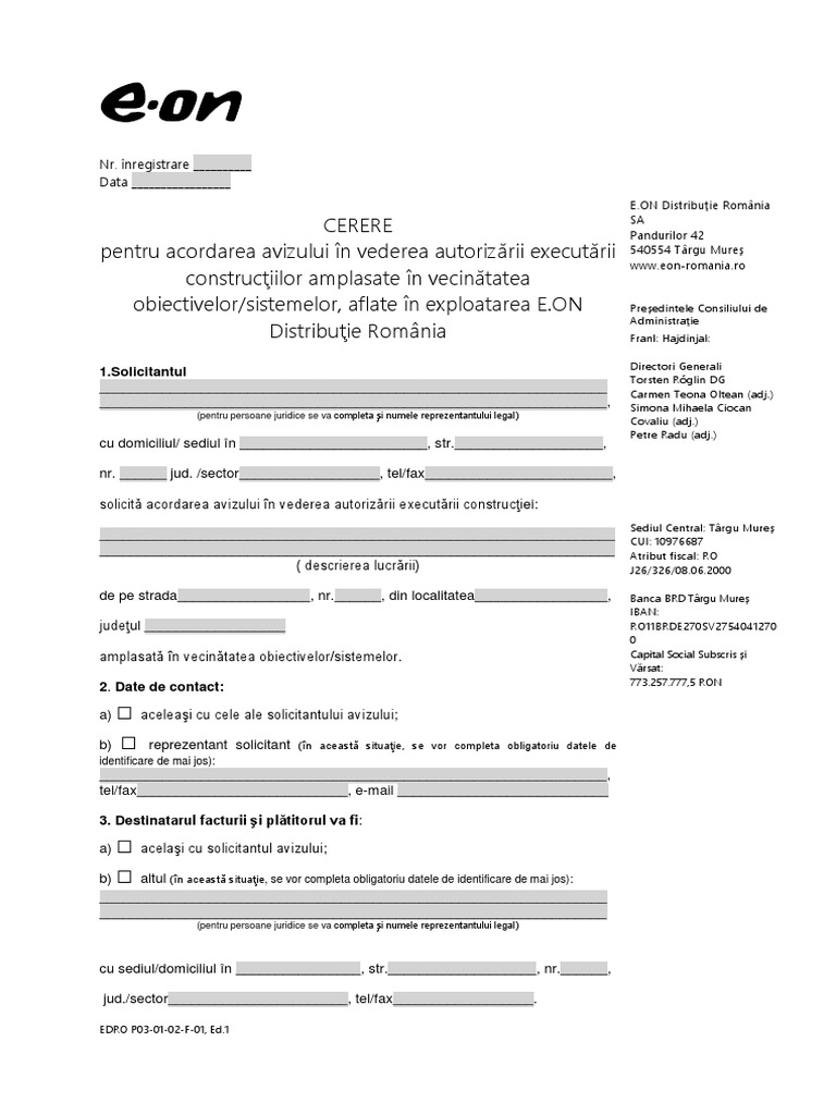 Cerere - Aviz - Amplasament Gaz Eon | PDF