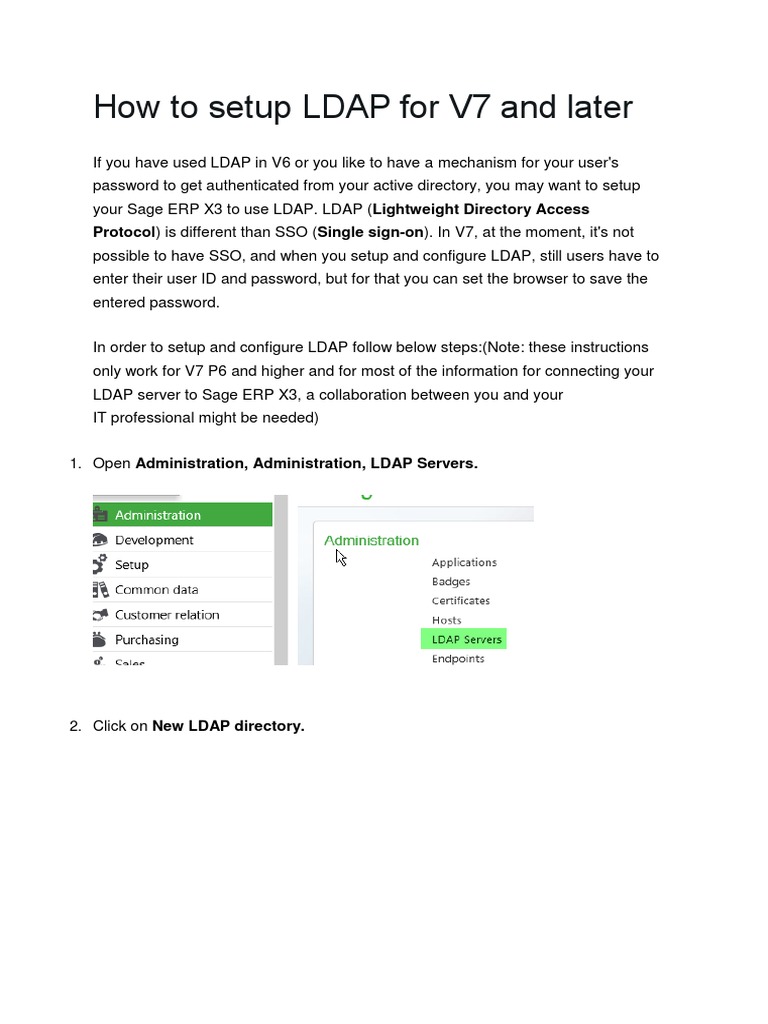 Setting Up LDAP for Sage ERP X3 | PDF | Access Control | Areas Of ...