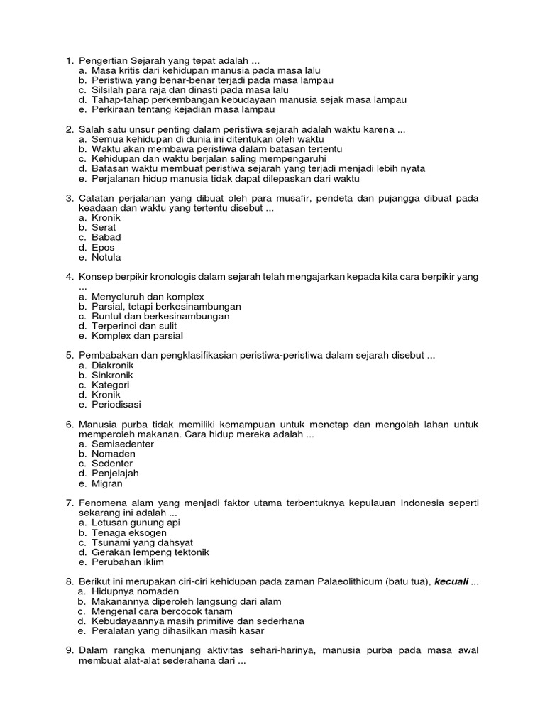 Soal Latihan Uas Sejarah Semester Ganjil Pdf