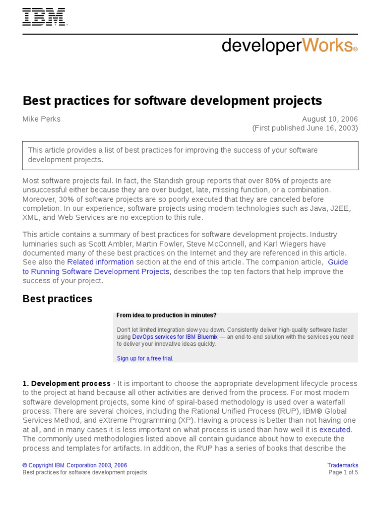 Best Practices For Software Development Projects | PDF | Software