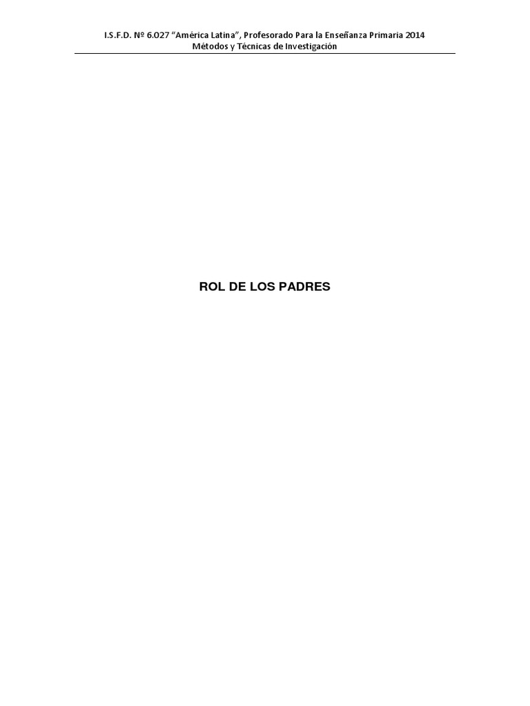 Rol de los Padres en la Educación Infantil | PDF | Familia | Adultos