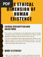 The Ethical Dimension of Human Existence