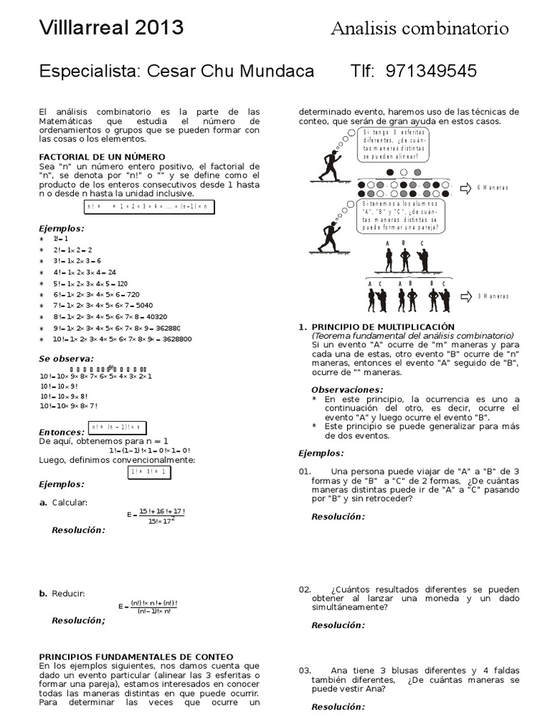 Análisis Combinatorio y Factoriales | PDF | Permutación | Combinatoria