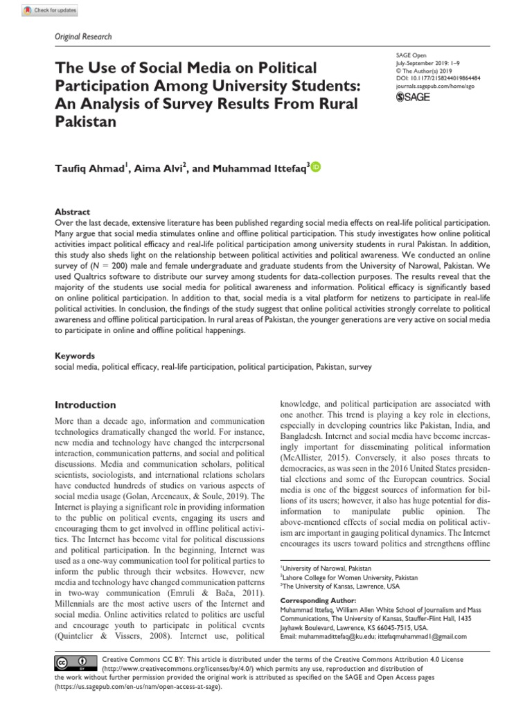 The Use of Social Media On Political Participation Among University ...