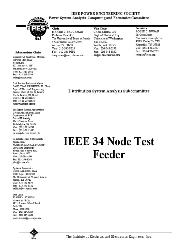 IEEE 34 Node Test Feeder Overview | PDF | Electromagnetism | Electronic ...