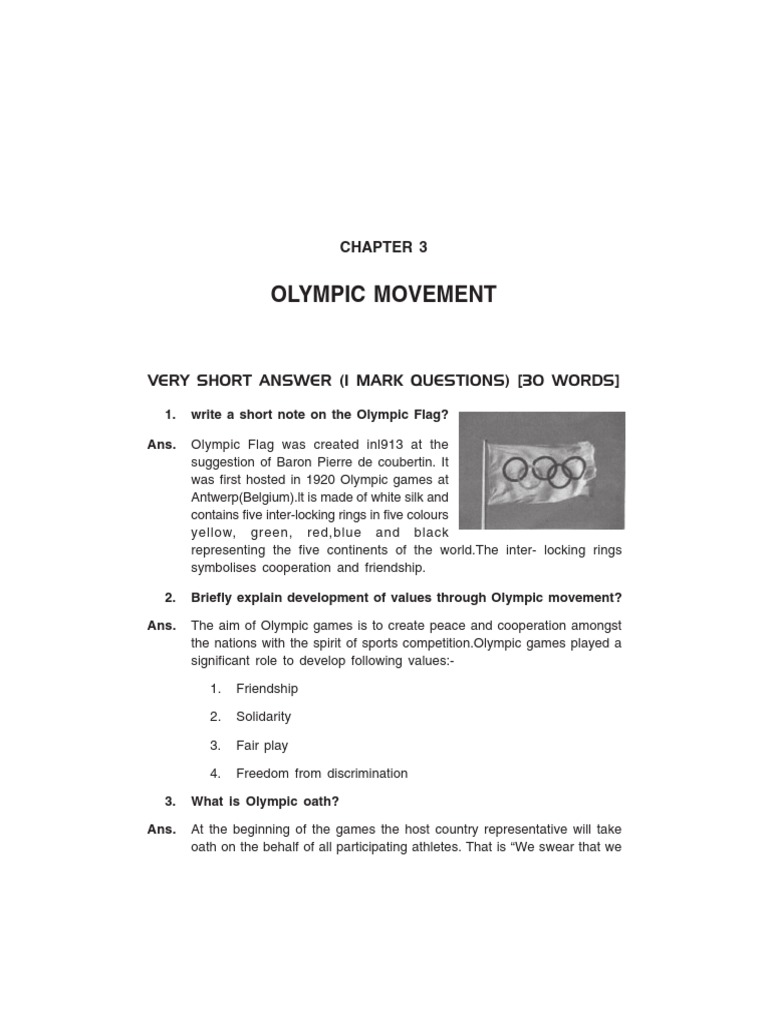 Physical Education Class 11 Very Short Answers Chapter 3 | PDF ...