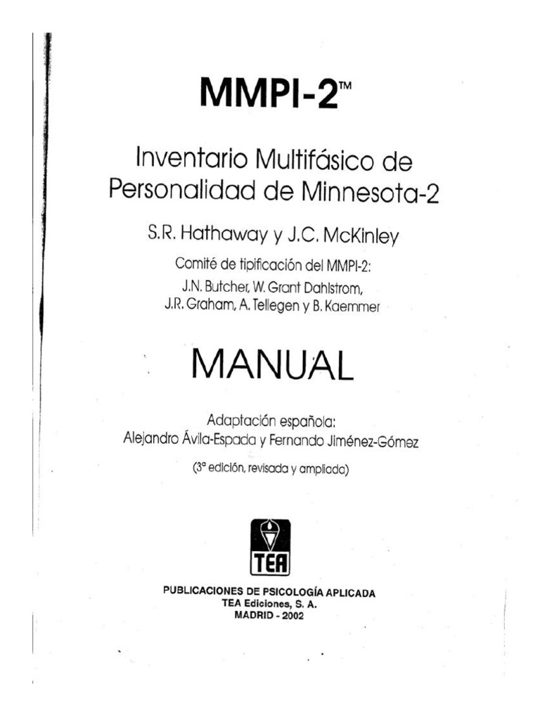 Manual Completo del MMPI-2 en PDF | PDF