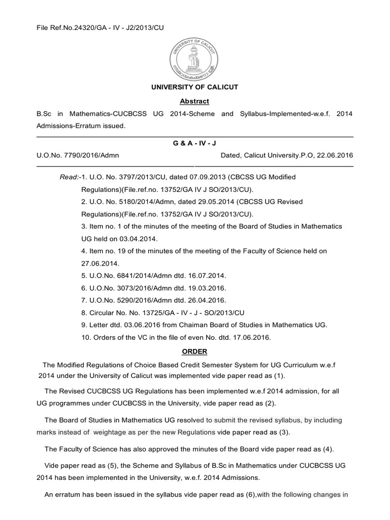 B.Sc Math Syllabus Update | PDF | Numerical Analysis | Function ...
