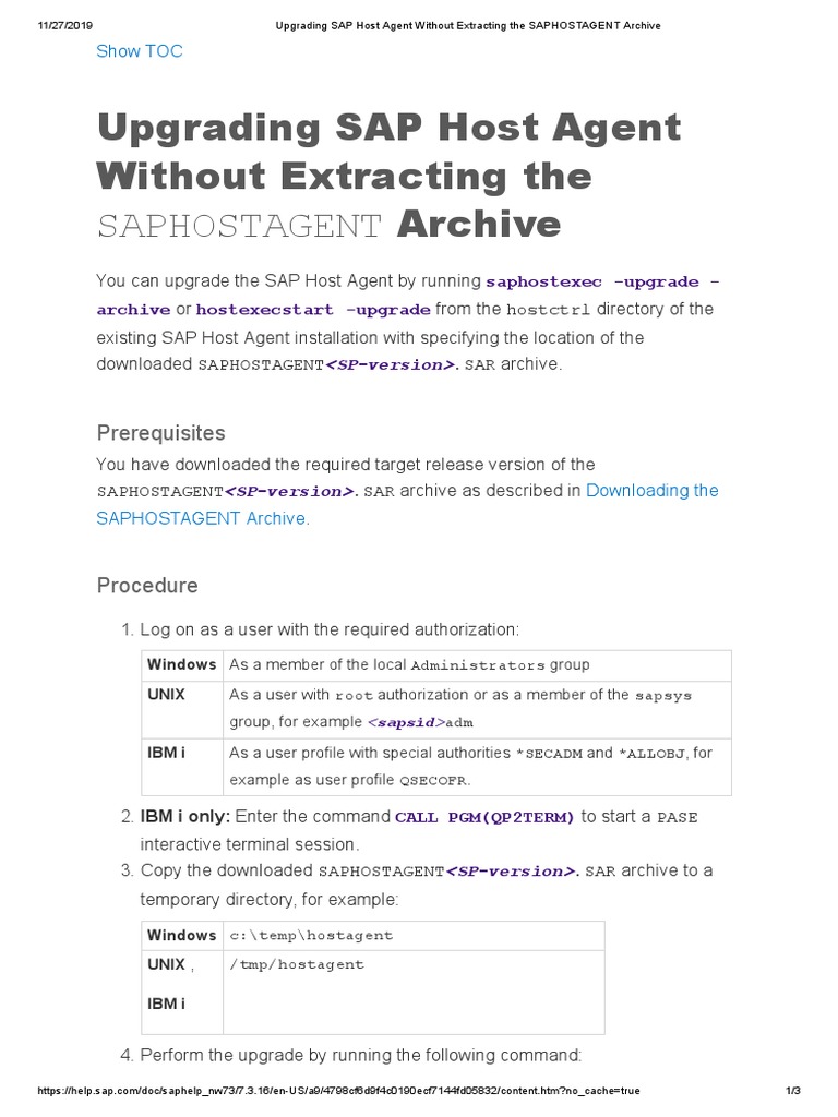 Upgrading sap host agent without extracting the saphostagent archive