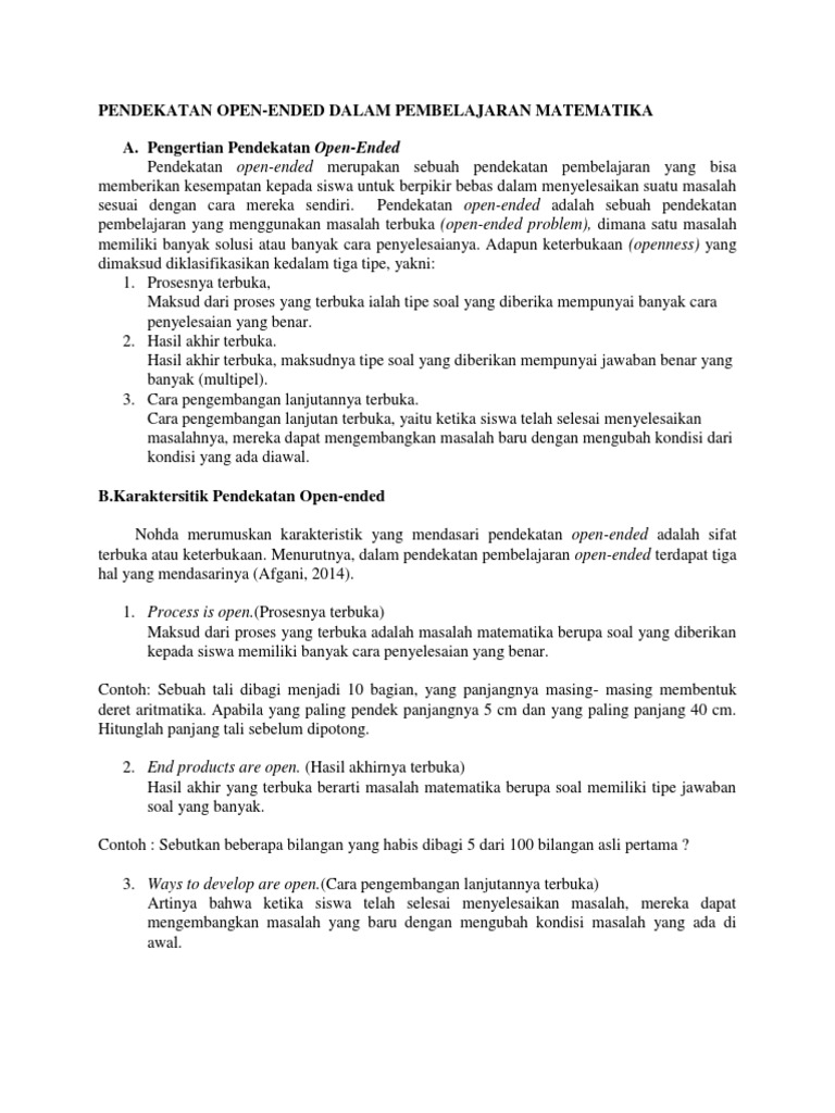 Pendekatan Open Ended Pdf
