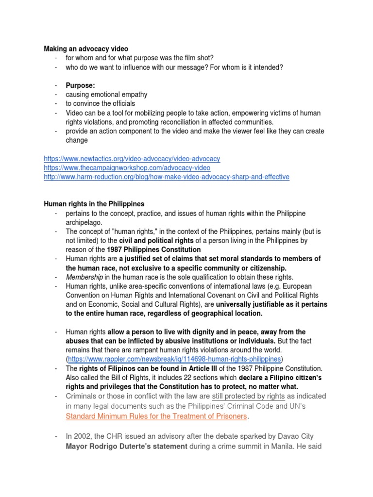 Human Rights Advocacy in the Philippines | PDF | Human Rights | Employment