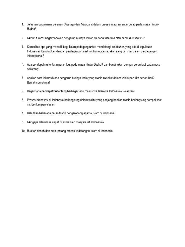 Contoh Soal Sejarah