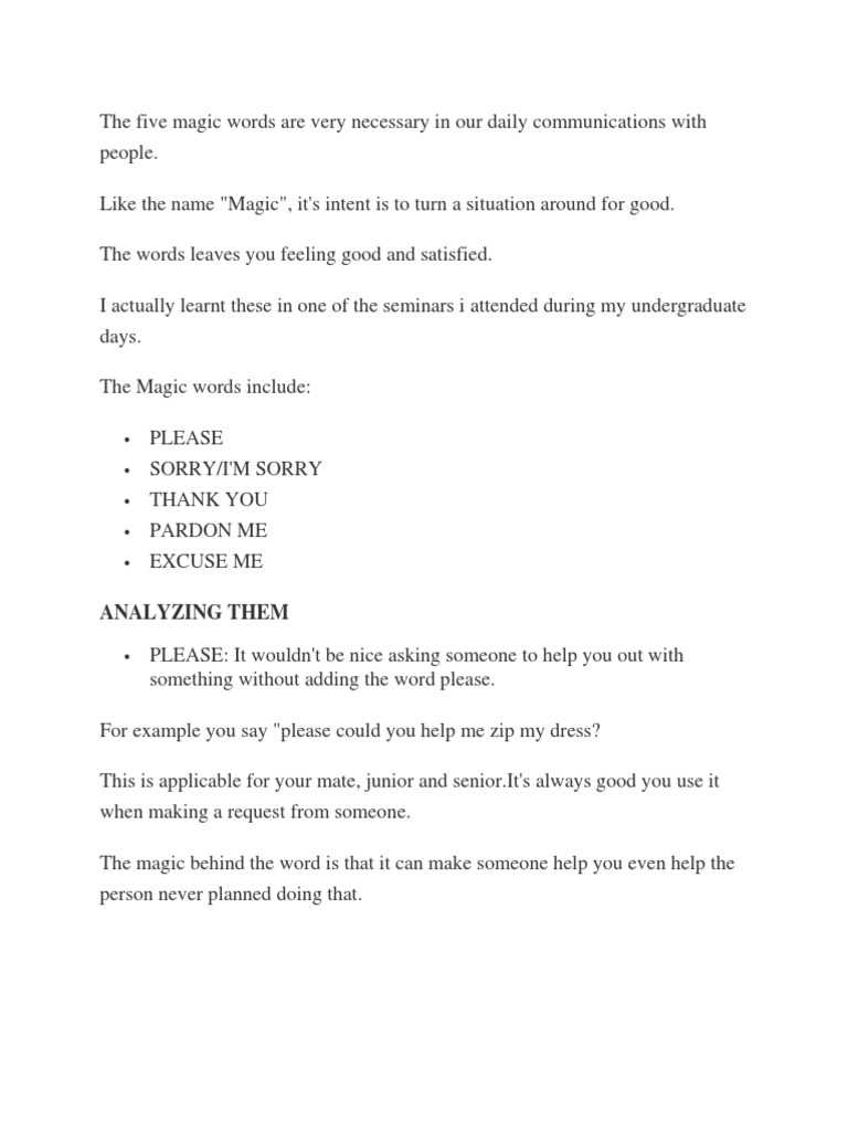 Five Essential Magic Words for Communication | PDF