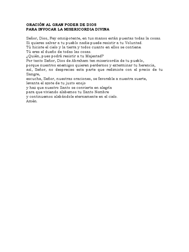 Oración Al Gran Poder de Dios | PDF