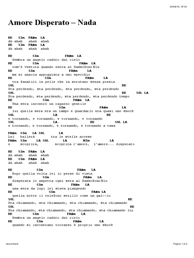 Amore Disperato Nada Pdf