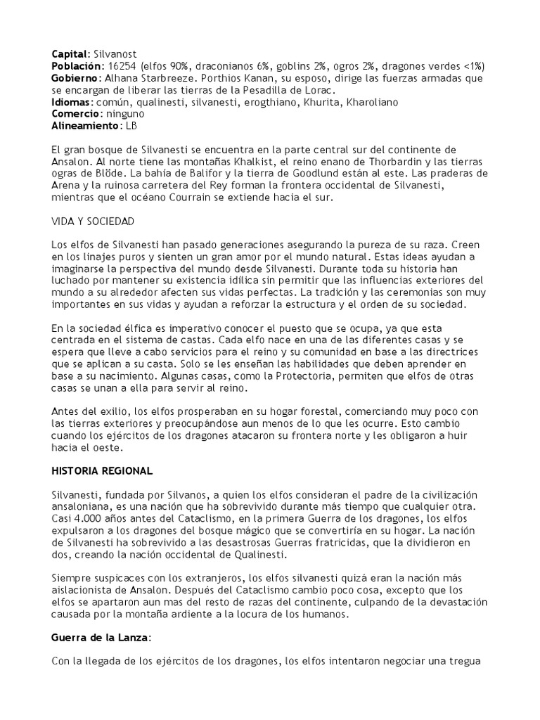 Silvanesti | PDF | Duendes | Elf (Tierra Media)