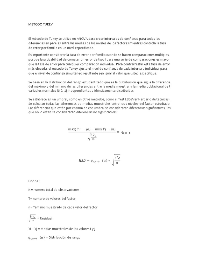 Método Tukey Estadística , Prueba de Tukey: Definición y Ejemplo ...