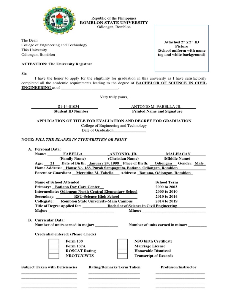 Application For Grad Iris Soft Copy - Anton | PDF | Academic Degree ...