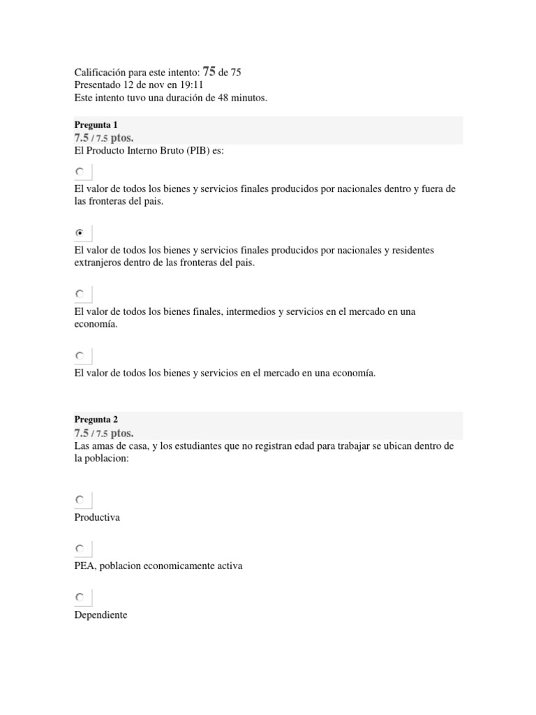 Evaluación Completa de Economía | PDF | Producto Interno Bruto ...