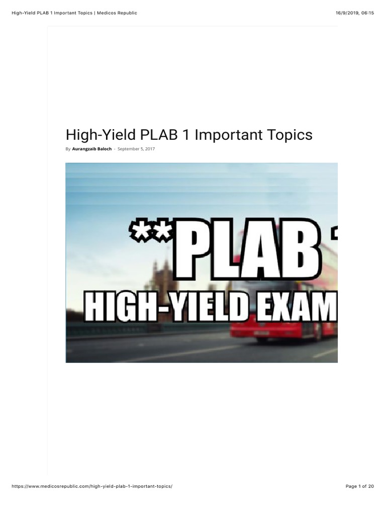 High-Yield Topics for PLAB 1 Exam | PDF | Heart | Congenital Heart Defect