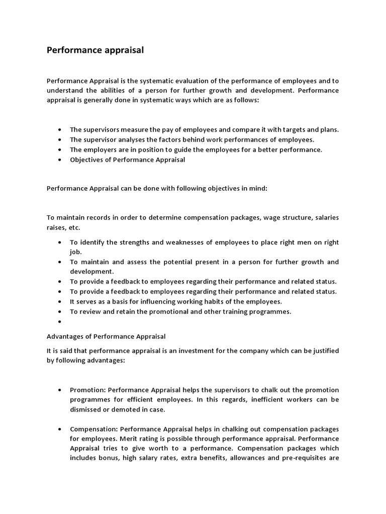 Performance Appraisal | PDF | Performance Appraisal | Employment