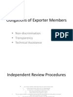 Obligations of Exporter Members