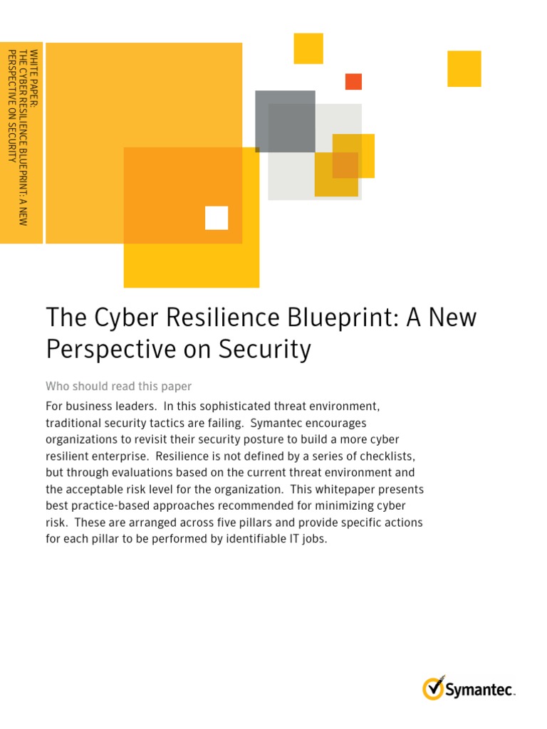 Cyber Resilience Blueprint Pdf Computer Security Security