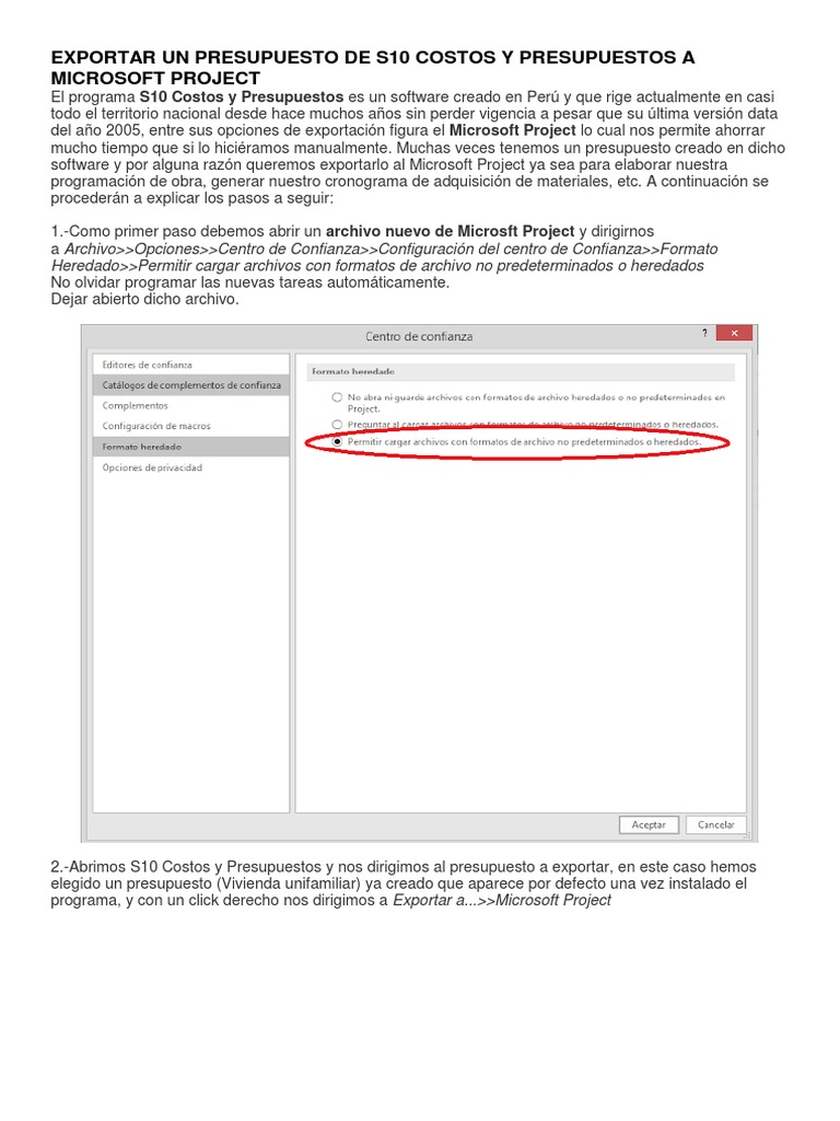 Exportar S10 a Microsoft Project | PDF | Archivo de computadora ...