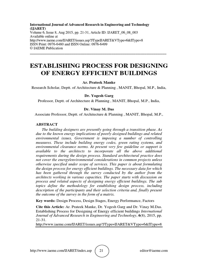 Process For Designing Energy Efficient BLDGS | PDF | Green Building ...
