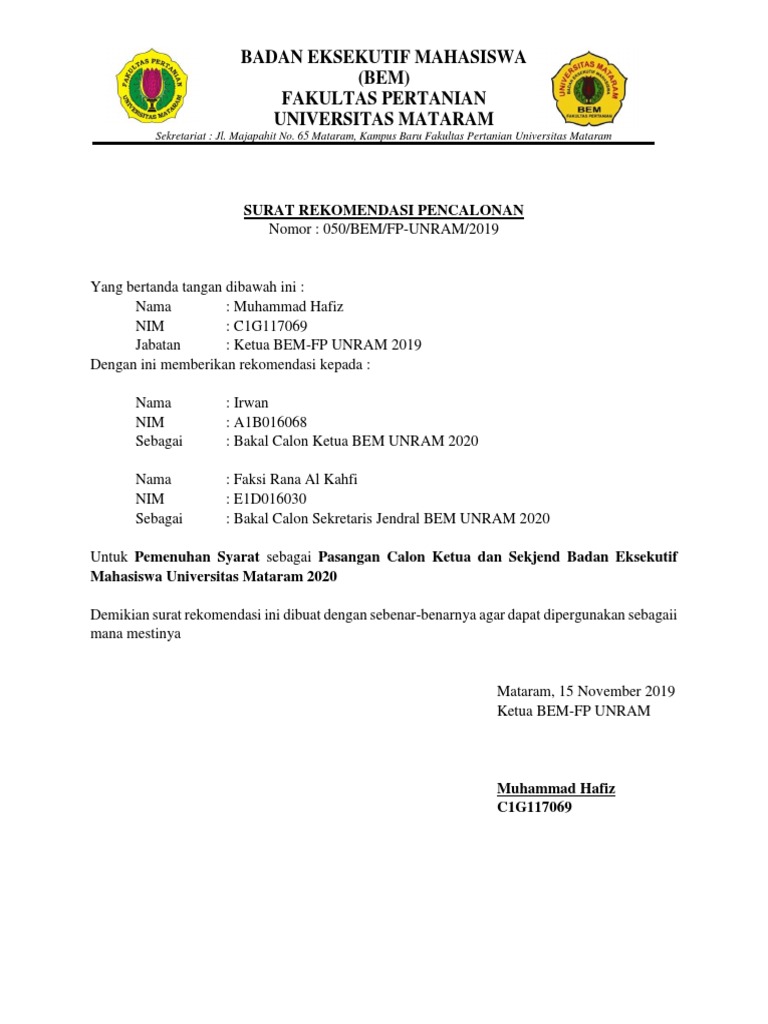 Surat Rekomendasi