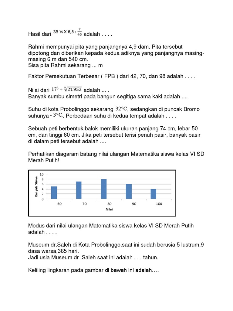 Soal Usbn Bk Matematika