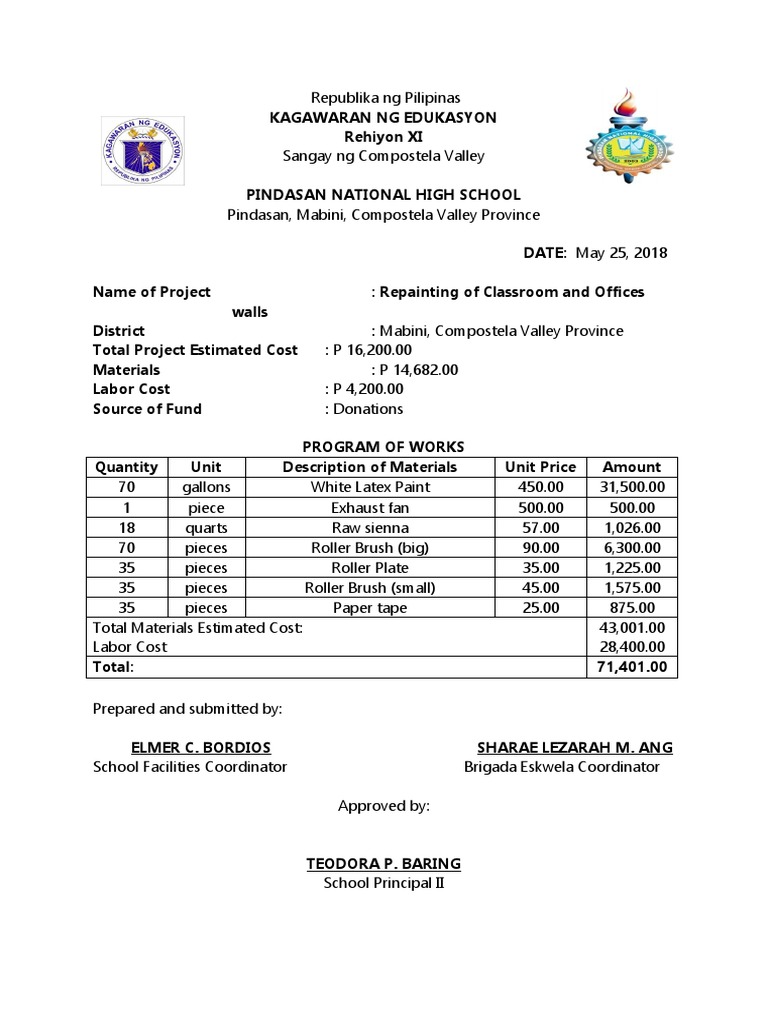 Program of works sample pdf