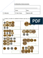 Prueba de Matemátic segundo Monedas