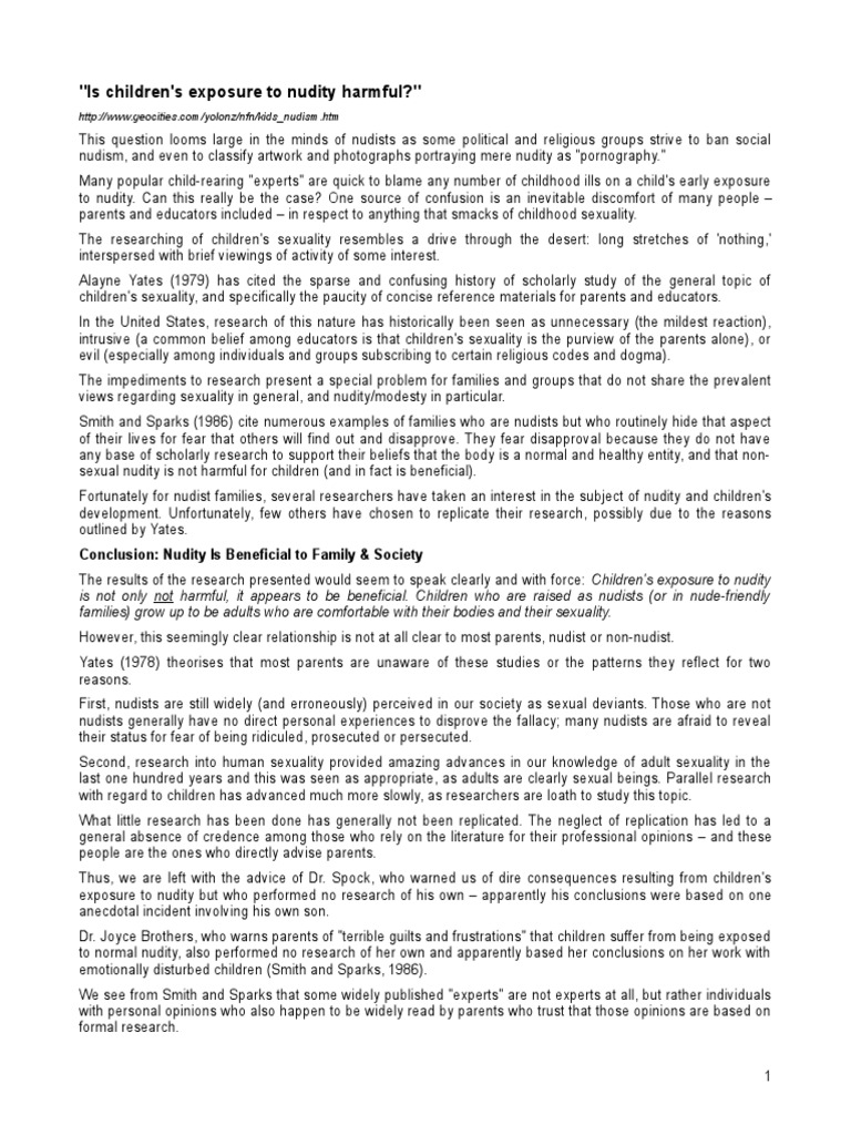 The Benefits of Non-Sexual Nudity: A Review of Research on Children's