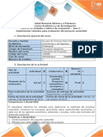Guía de actividades y rúbrica de evaluación - Fase 2 - Implementar métodos para evaluación del proyecto sostenible (1).docx