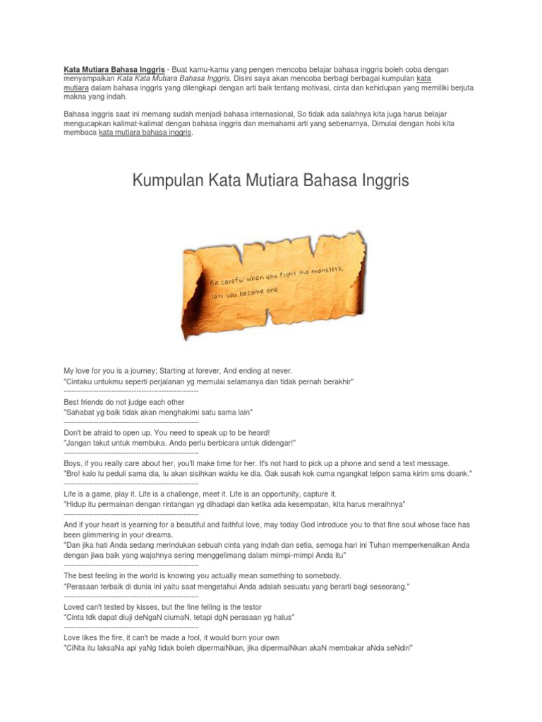 Kata Mutiara Bahasa Inggris