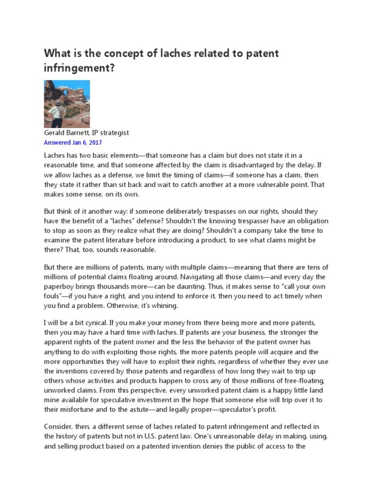 What is the Concept of Laches Related to Patent Infringement Laches