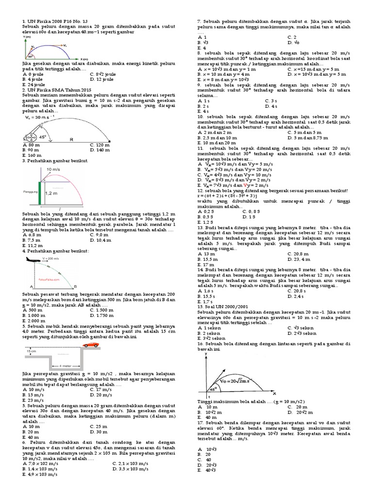 Latihan Soal Gerak Parabola Docx