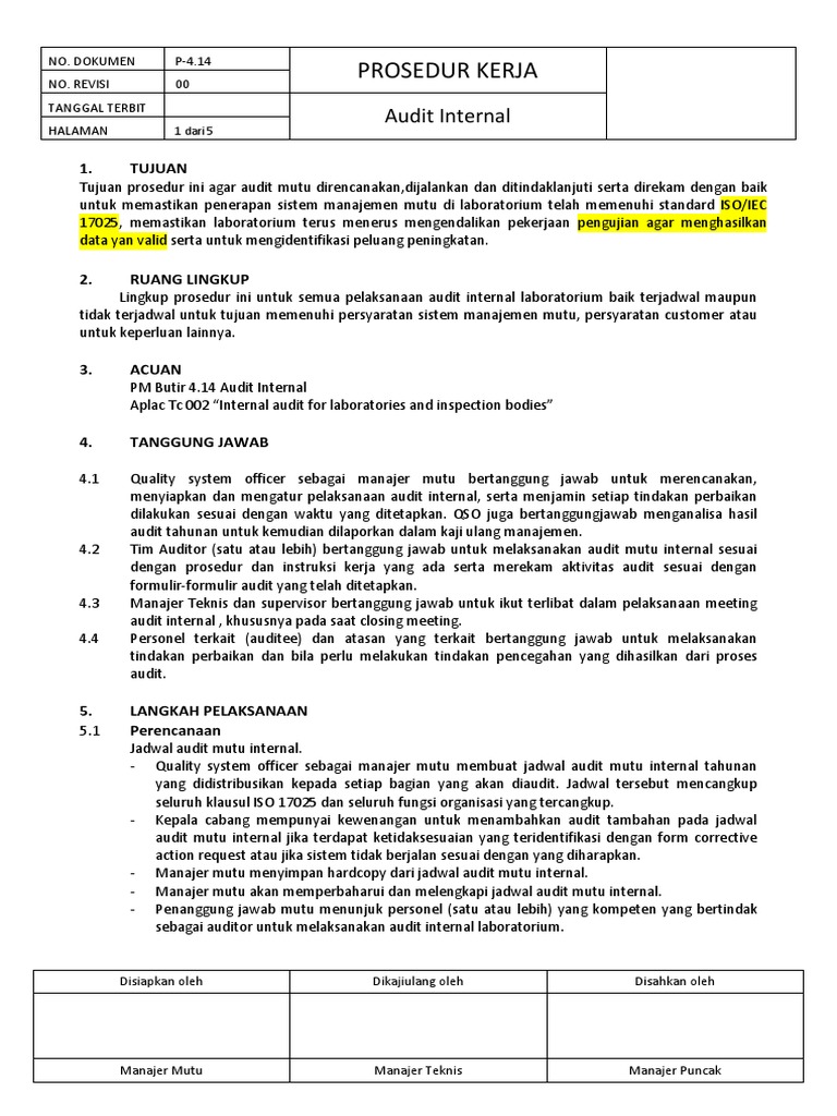 00 Contoh Prosedur Audit Internal  PDF