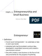 Topic 1-Entrepreneurship and Small Business