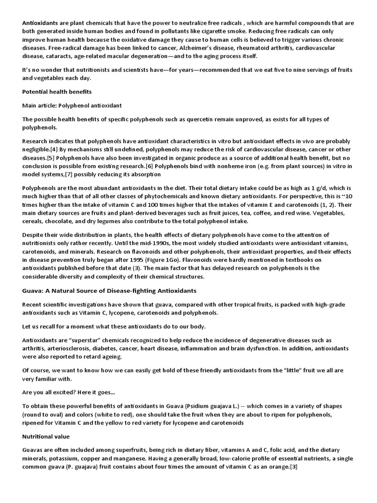 Antioxidants | PDF | Polyphenol | Antioxidant