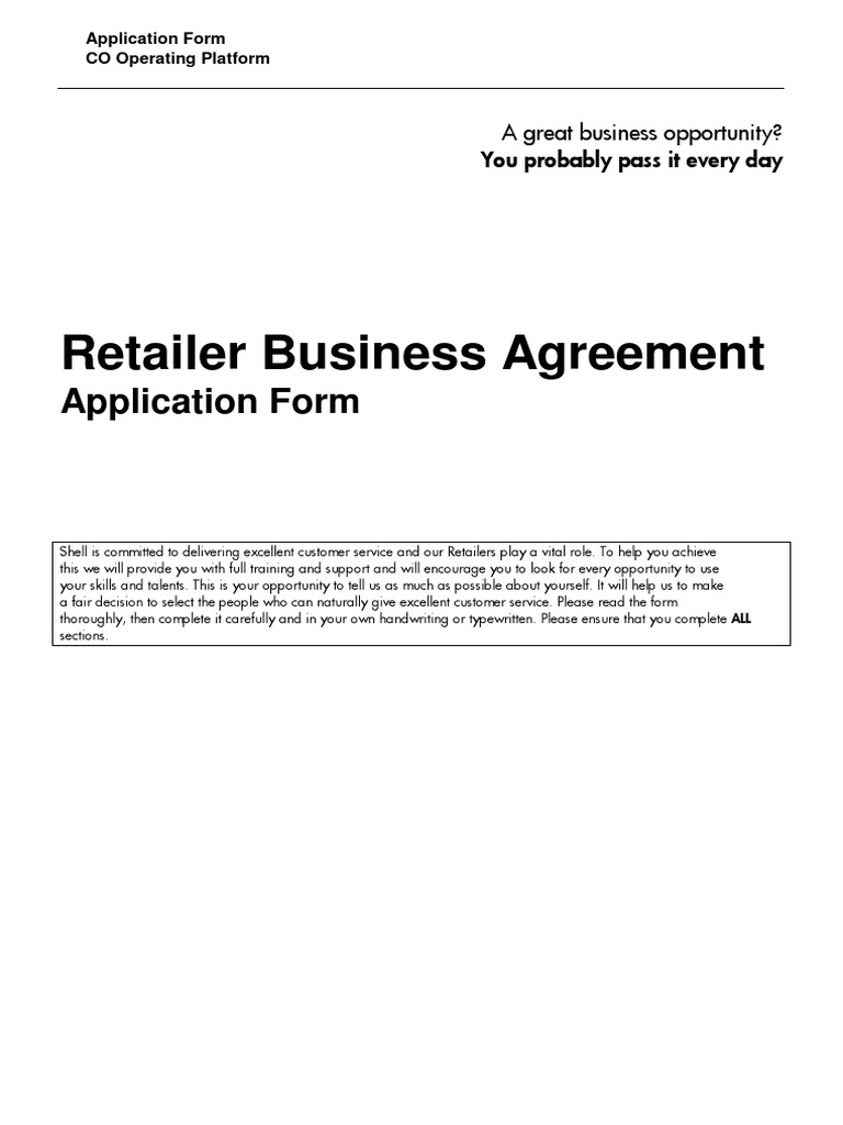 Shell Retailer Application Form | PDF | Income Tax | Employment