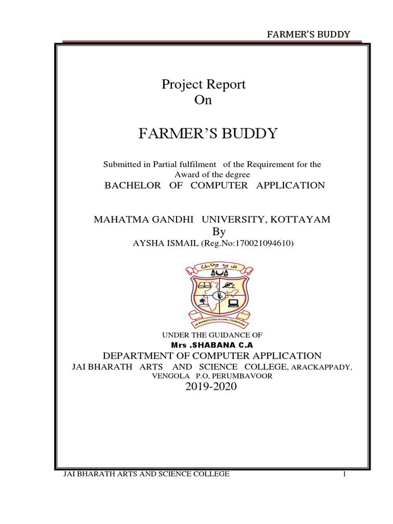 Farmer's Buddy Project Report | PDF | Relational Database | Php