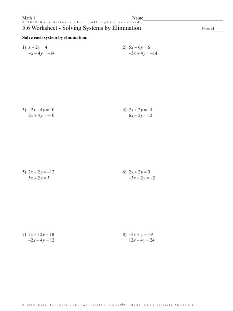 11.11 Worksheet PDF  Teaching Mathematics Within Solve By Elimination Worksheet