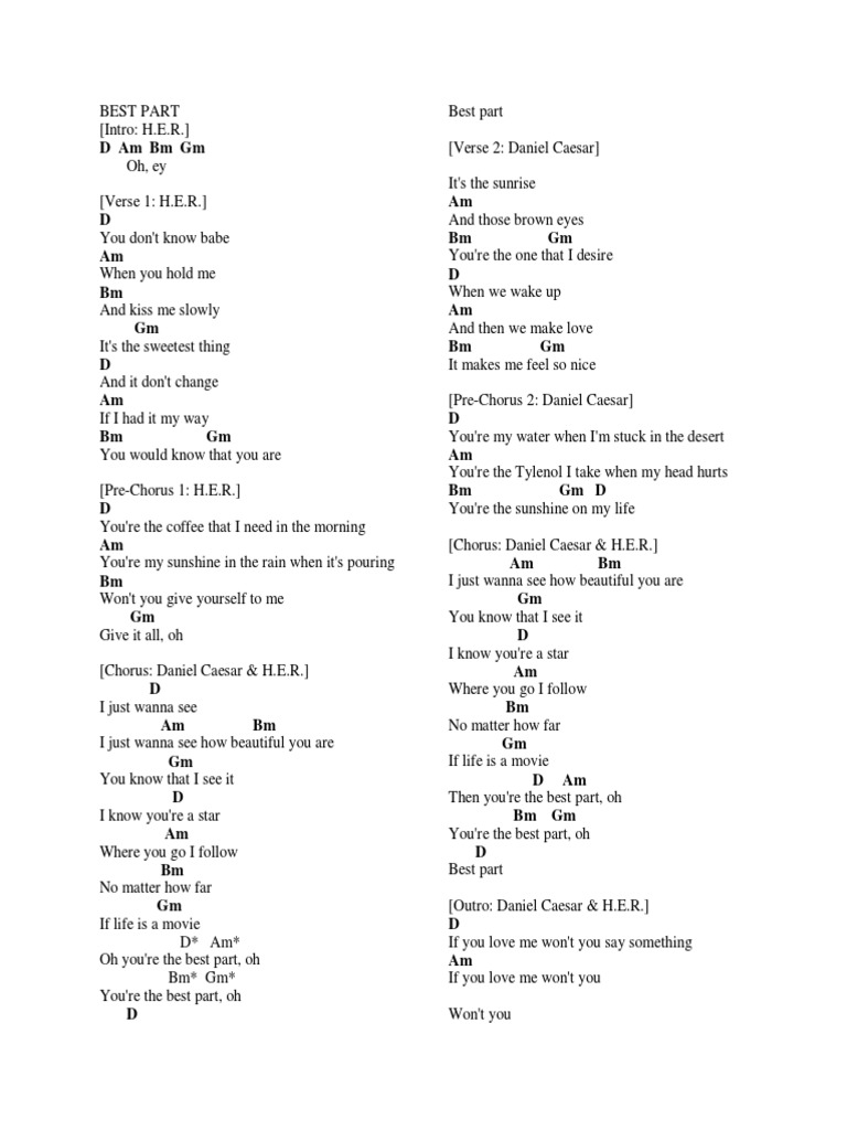 Best Part Pdf Songs Musical Compositions